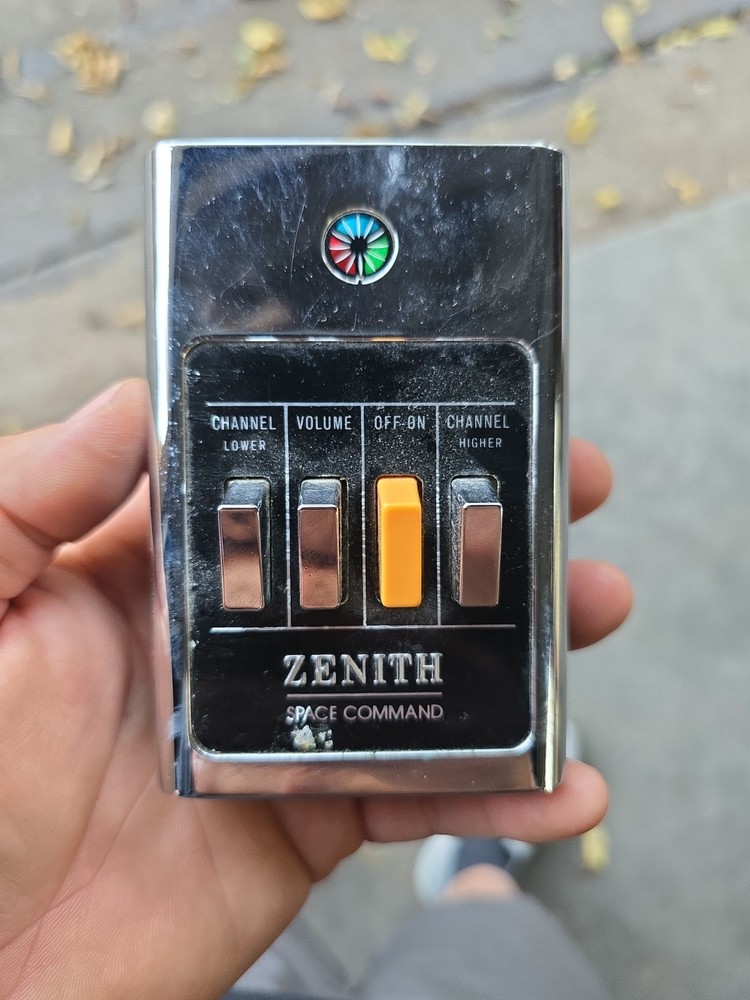 Zenith Space Command 4 Button TV Tele Remote Control Clicker Chrome MCM Untested