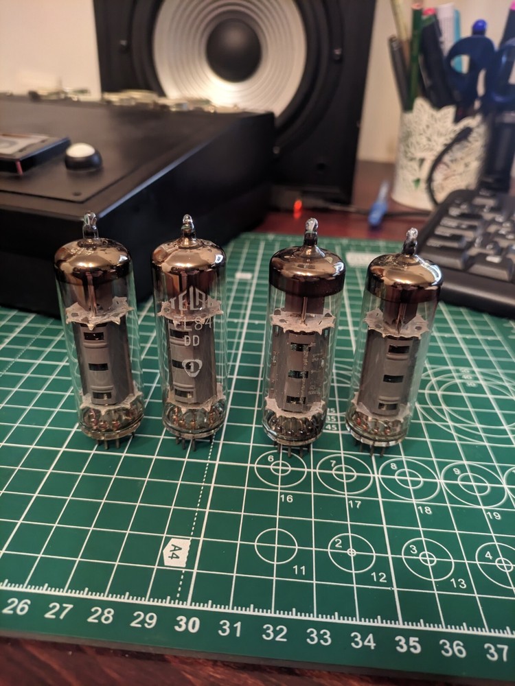 Matched Quad RARE Telam EL84 Tubes (6P14P-EV, E84L, 6BQ5) from 60-s, NEW