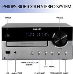 Philips Bluetooth Stereo System with CD Player, MP3,USB, AU in, FM Radio