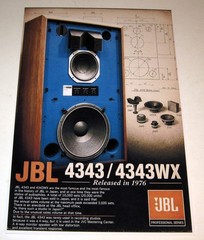 JBL 4343 (WX) 4 Way Horn Studio Monitors Poster 19″ x 13″ Audiophile Vintage ’76