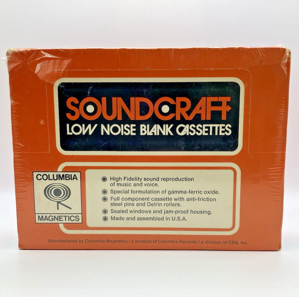 NOS Vtg Soundcraft Columbia Magnetics Low Noise Blank Cassettes – Sealed – Rare!