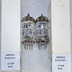 Pair ECC88 6DJ8 Amperex Bugle Boy, Holland, Vacuum Tubes, TV-7D Tested