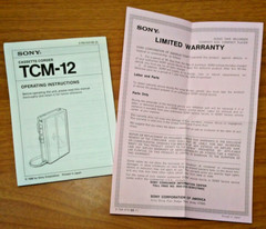 Sony TCM-12 Cassette-Corder Recorder Operating Instructions + Warranty Card