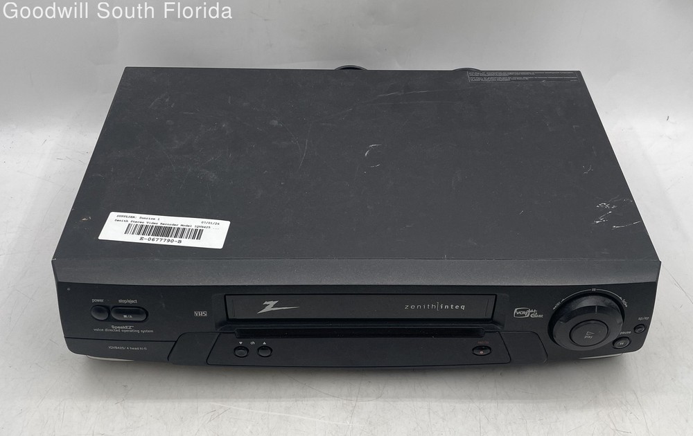 Zenith Model IQVB425 Black Recorder Stereo Video Cassette Player Not Tested