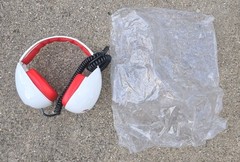 Vtg Zenith Headphones space age MCM White Red cord Japan