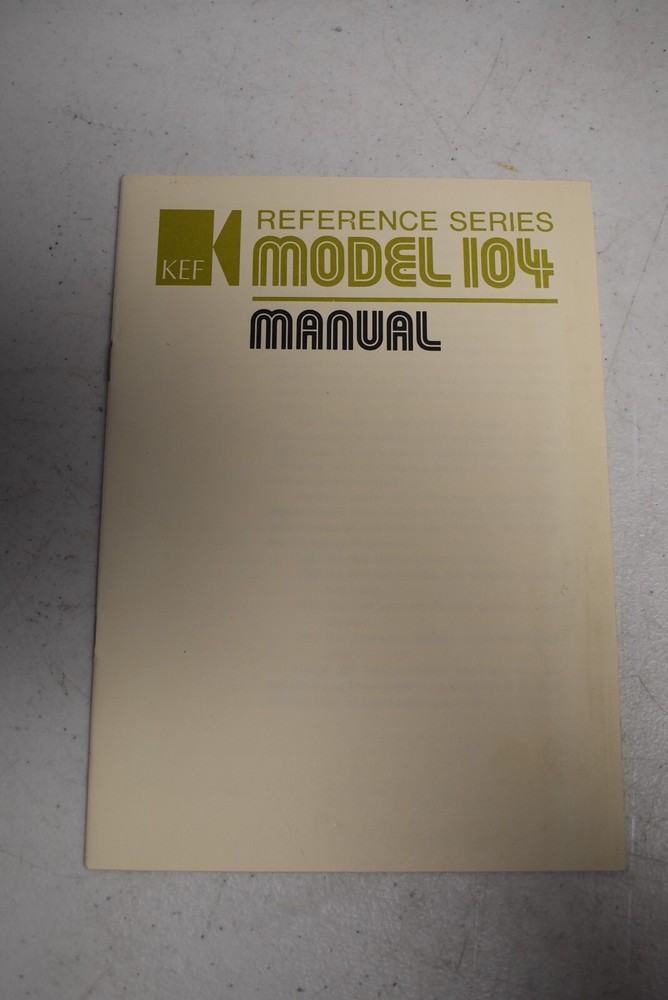 Original KEF Reference Series Model 104 Owner’s Manual