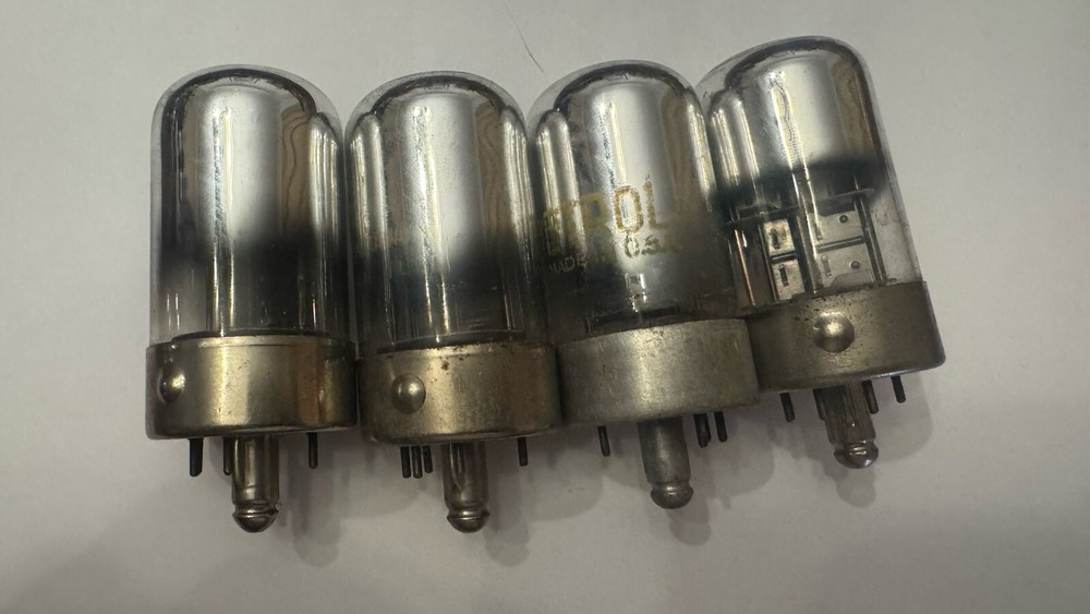 4- NOS 7Y4 Full-Wave Rectifier Vacuum Tubes LOKTAL Chrome Domes Black Plate