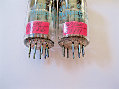 2 PHILIPS ECG JAN 6922/ECC88 VACUUM TUBES MATCHED DATE TV-7 TESTED.