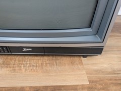 Vintage 19″ Zenith Space Command System Retro Gaming Wood Grain CRT TV 1989