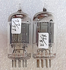 Matched Pair 12AU7A RCA (one unbranded) black plate Vacuum Tubes, TV-7D Tested