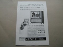 1960 Zenith “Space Command” console TV television–vintage ad from estate