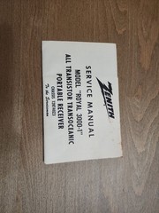 Zenith Service Manual Model Royal 3000-1. Transistor Transoceanic Portable