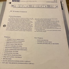 RANE AC22 Active Crossover Pro Product Data Sheet