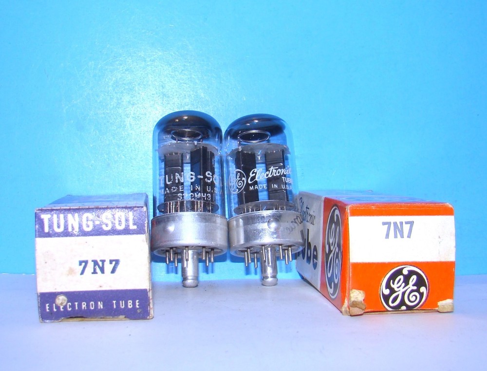 7N7 NOS Tung-Sol GE loctal amplifier vacuum tubes 2 valves radio audio tested