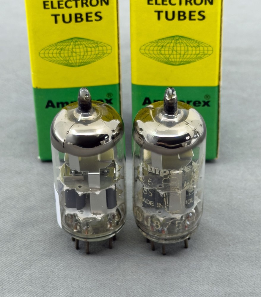 (2) Amperex 6DJ8 ECC88 Bugle Boys Preamp Tubes Δ5F3 1965 Tests Strong TV-7BU