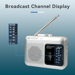 Portable TR606 Tape Recorder – Multi-Mode AM/FM & Voice Recording – Silver