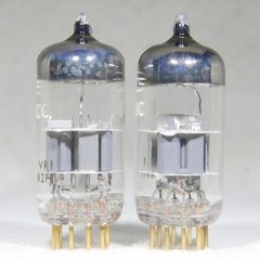 Matched Pair Mullard (RTC Label) E188CC/7308 Disc Getter Gold Pin UK Very Strong