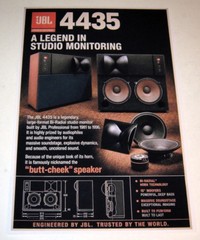 JBL 4435 2 Way Horn Studio Monitors Poster 19″ x 13″ Audiophile Vintage