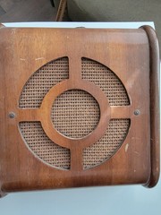 Vintage 1950s Schoolroom Quam Speaker Wood Cabinet Lattice Grille Lot Set Of 2