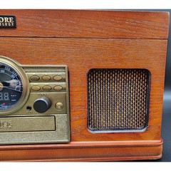 Encore Vintage Turntable 33/45/78 CD Cassette Radio Wood Unit + Albums