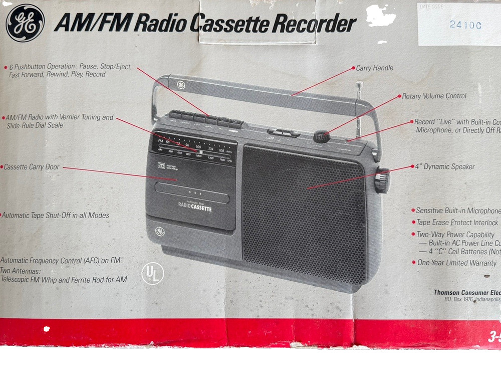 NEW OLD STOCK GE AM/FM Radio Cassette Recorder # 3-5264