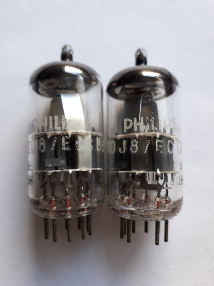 Balanced Pair ECC88 PHILIPS 6DJ8 – Dimpled Disc Getter Heerlen Same Codes