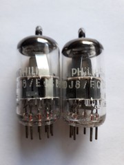 Balanced Pair ECC88 PHILIPS 6DJ8 – Dimpled Disc Getter Heerlen Same Codes