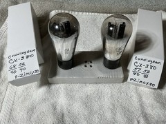 PAIR Type 80 Globe Rectifier Tubes CX-380 CUNNINGHAM UX-280 Engraved TV-7 TEST