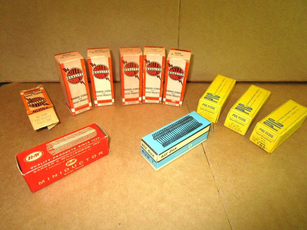 Lot of misc. NOS adjustable RF coils—Miller, Polycoil, B & W, Air Dux
