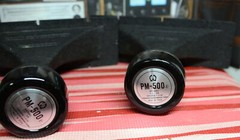 2 vintage Pioneer PM-500 compression midrange speakers on large metal horns