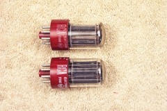 Two, RCA 5691, red base, matching pair, hi reliability, 6SL7GT