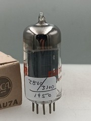 Strong RCA Mexico 12AU7A Long Grey Plates Halo Getter Serious Tubes A634