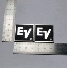 EV Electro-Voice ElectroVoice Square Speaker Badge Logo Emblem Silver Pair