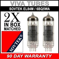 Brand New Current Matched Pair (2) Sovtek EL84M / 6BQ5WA = 7189 Tubes