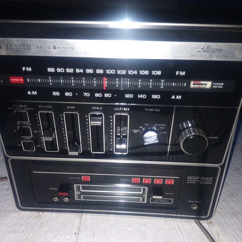 Vintage Zenith Allegro Solid State AM/FM 8-Track Player Recorder Stereo System 1