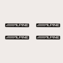 4PCS DIY ALPINE Audio Speaker Aluminum Logo Badge Replacement Piece 53mm X 9mm