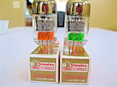 2 GENALEX E88CC/6922 VACUUM TUBES GOLD PIN MATCHED DATE TV-7 TESTED NEW.