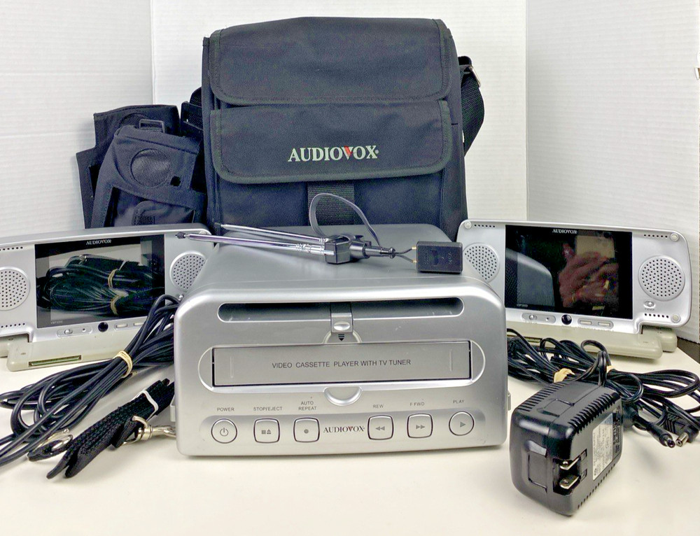 RARE Audiovox VBP3000 Video in a Bag Dual 5″ Screens + Extra Screen Bag Antenna
