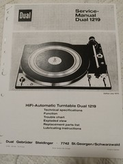Dual 1219 Turntable Service Manual Photocopy