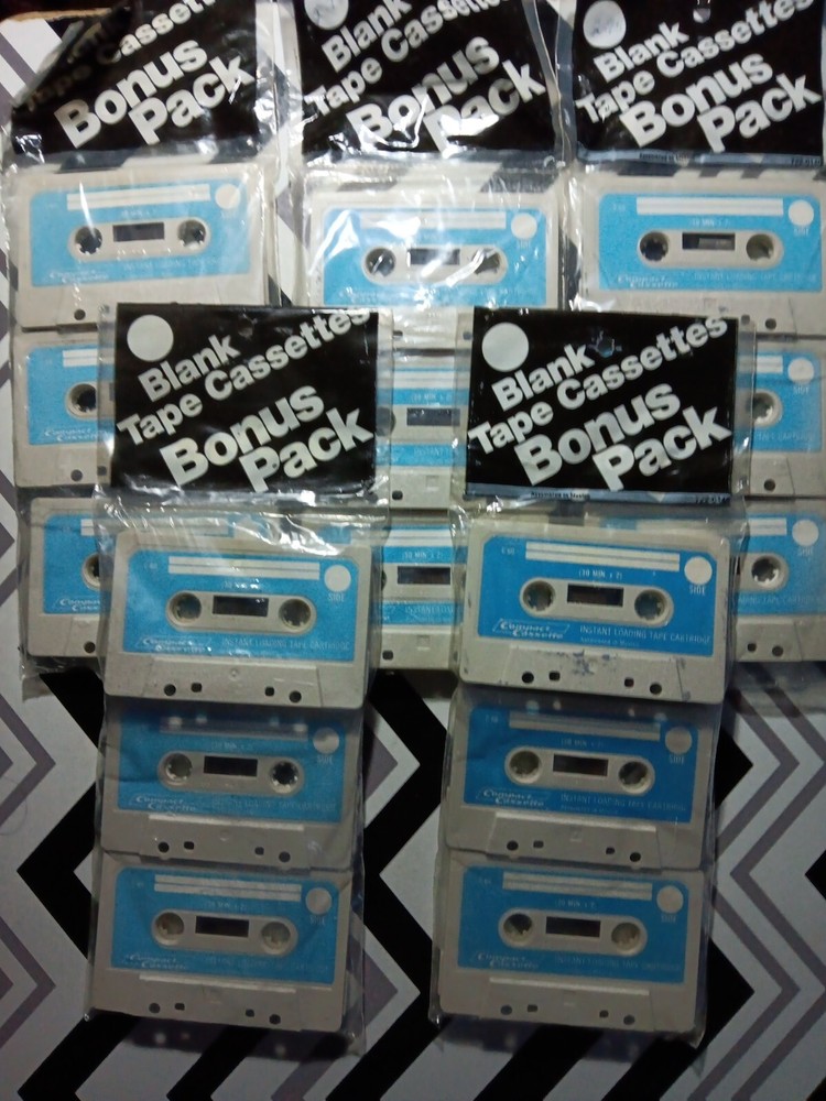 Lot Of 5 SEALED Blank Tape Cassettes Bonus Pack 3 Pack Made In Mexico NOS