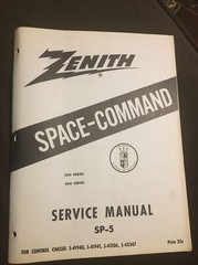 1950s Zenith Space Command TV Remote Service Manual SP-5 Television