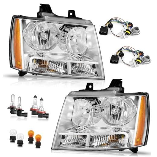 Headlight for OE Replacement 2-Clear Lens I Chrome Housing I Amber Reflector