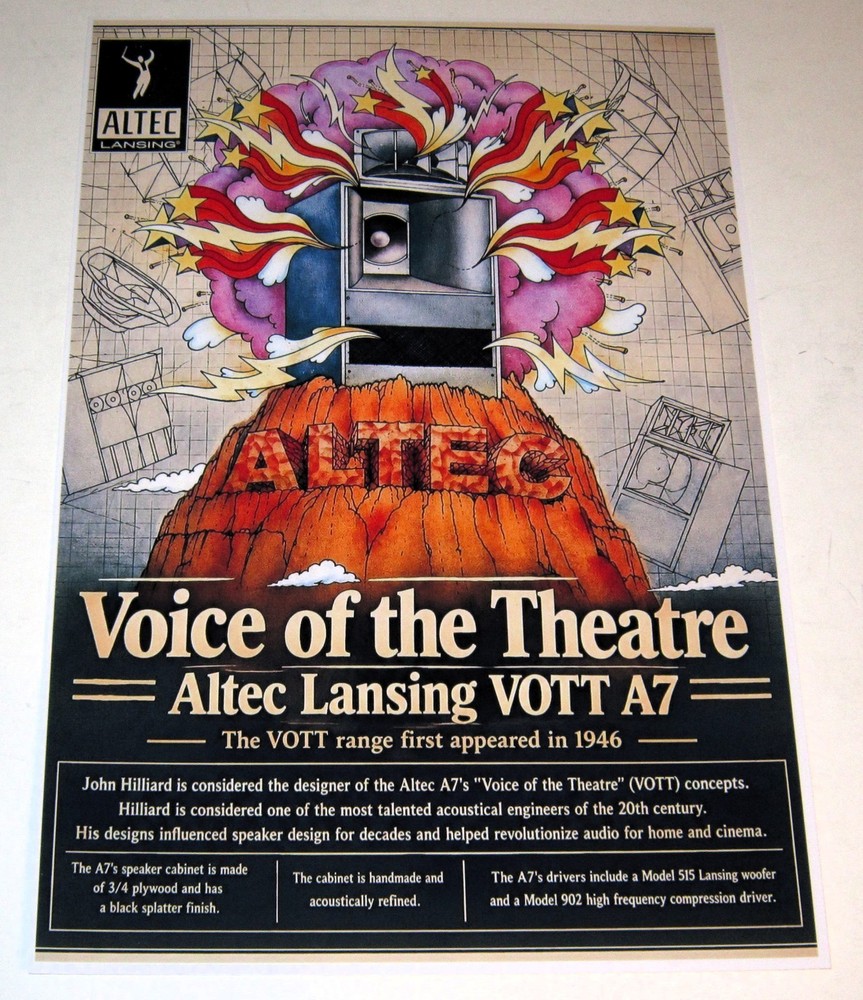 Altec Lansing A-7 VOTT Color 1946 Poster 19″ x 13″ Voice of the Theatre Horn A7
