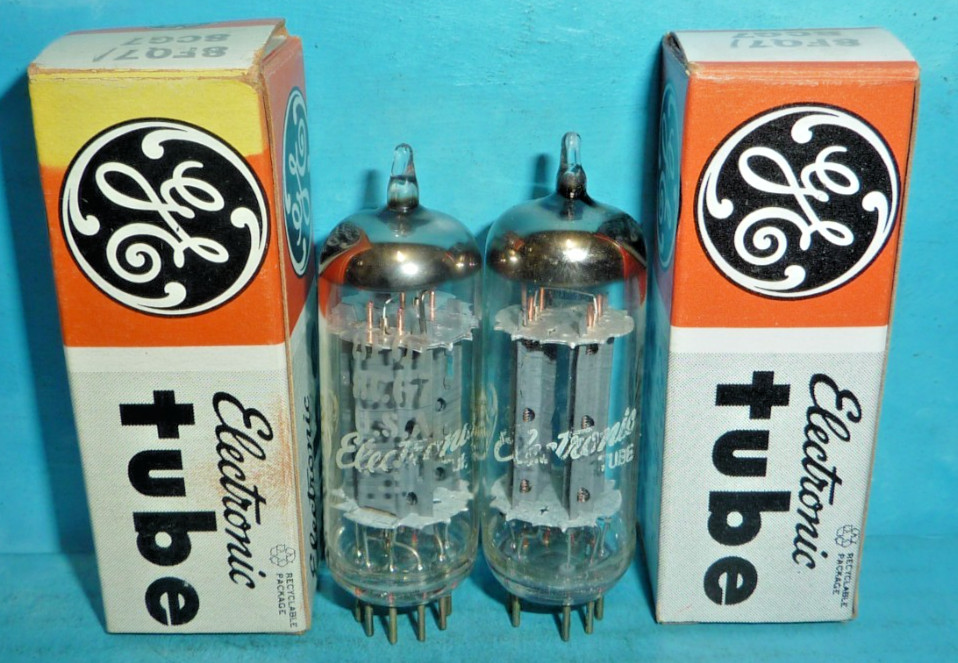 2 GE 8FQ7/8CG7 Tubes Grey Plates Halo Getter