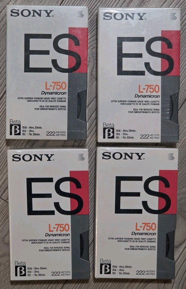 Sony ES L-750 Dynamicron High Grade Betamax Tapes (4) NEW Sealed