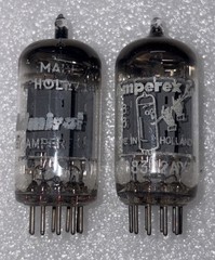 Pair Amperex Bugle Boy 12AX7 Foil D Getter Long Plate Tube Amplitrex Test NOS #1