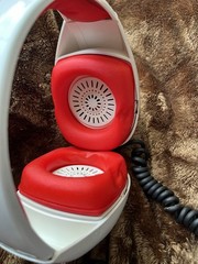 Vtg Zenith Headphones space age MCM White Red cord Japan