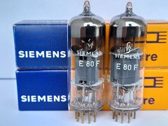 2x E80F SIEMENS / PHILIPS audio tubes ( EF86 / EF806S ) – E 80 F – 1966