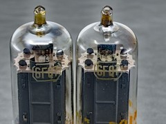 (2) RCA 6FQ7 6CG7 Clear Top Tubes Side Getters Test Strong Amplitrex