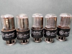 GE Set of 5 Gray Plate 6SN7 Vacuum Tubes Amplitrex Tested 80-111%